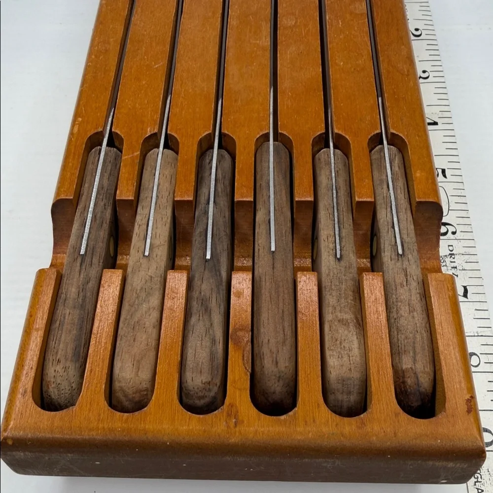 Vintage Wooden Handle Stainless Steel Knife Set